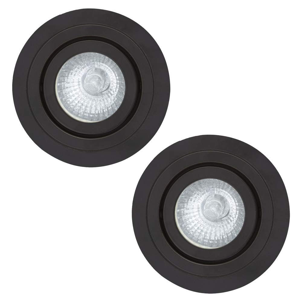 LITECRAFT Recessed Downlight IP65 Rated Tiltable Spotlight - (Matte Black, Pack of 2) โ image 1