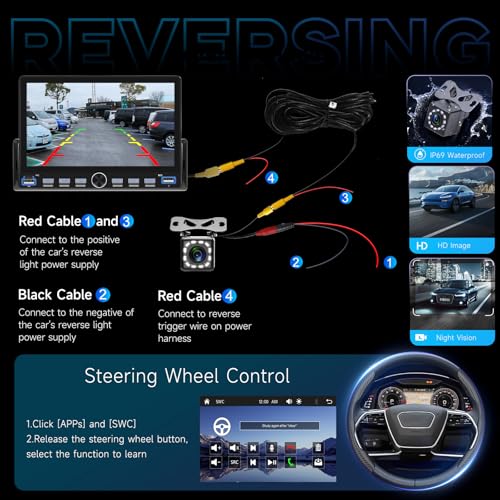 Radio para auto con pantalla táctil 7 pulg, Bluetooth y Carplay miniatura 7