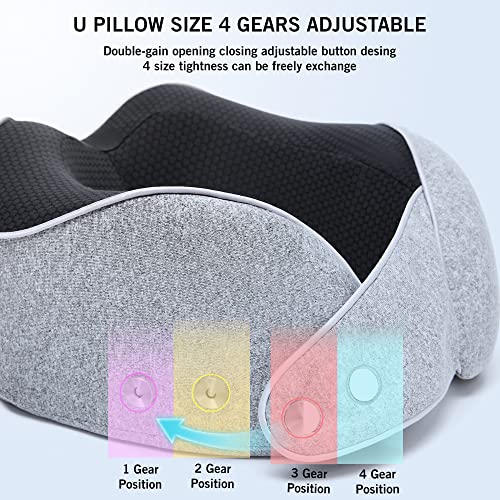 Image of Kenneth Cole New York Travel Neck Pillow with Memory Foam Support for Sleep, Headrest in Flight, Car, Home, Office, or While Gaming, Grey