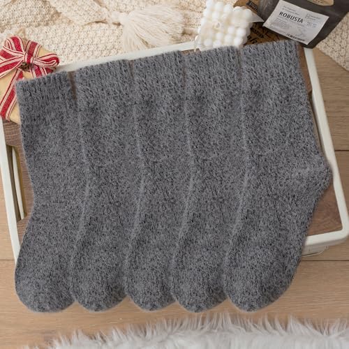 Image of SISOSOCK 5 Pairs Fuzzy Soft Cozy Comfortable Socks for Women, Casual Sleep Comfy Socks, Perfect Warm Winter Gifts for Women