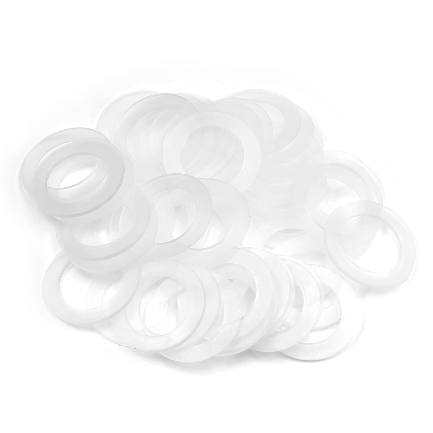Othmro Nylon Flat Washers M18 27mm OD 18mm ID 1mm Thickness Sealing Gasket for Faucet Pipe Water Hose, Clear, Pack of 50