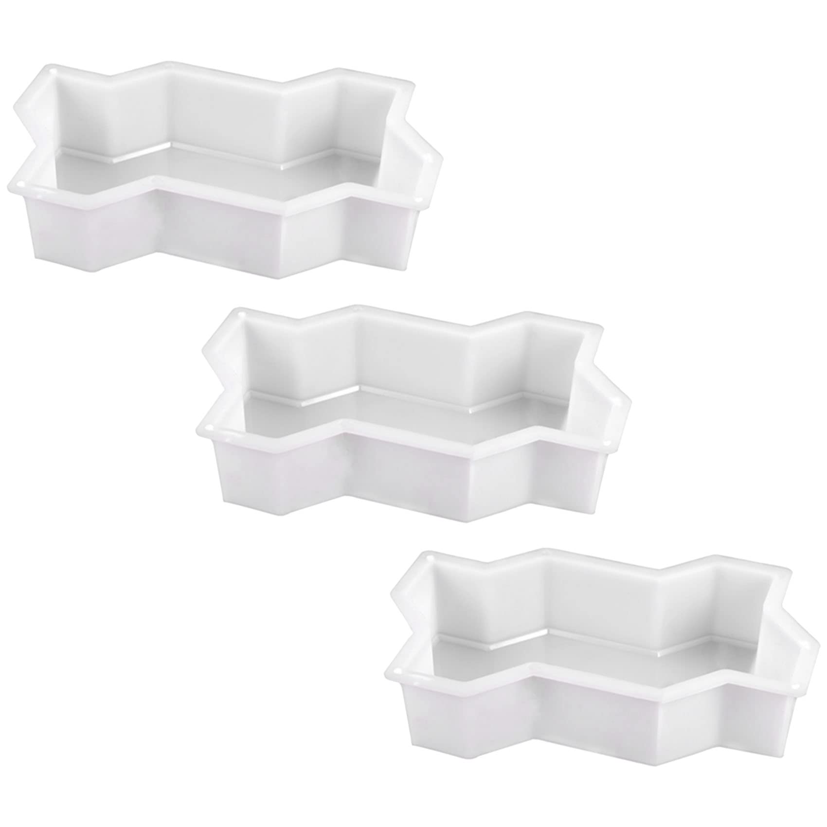 Jnchdghwa White 3X Three Waveform Garden Path Plastic Concrete Paving Brick Mold Diy Walkway Cement Brick Mold