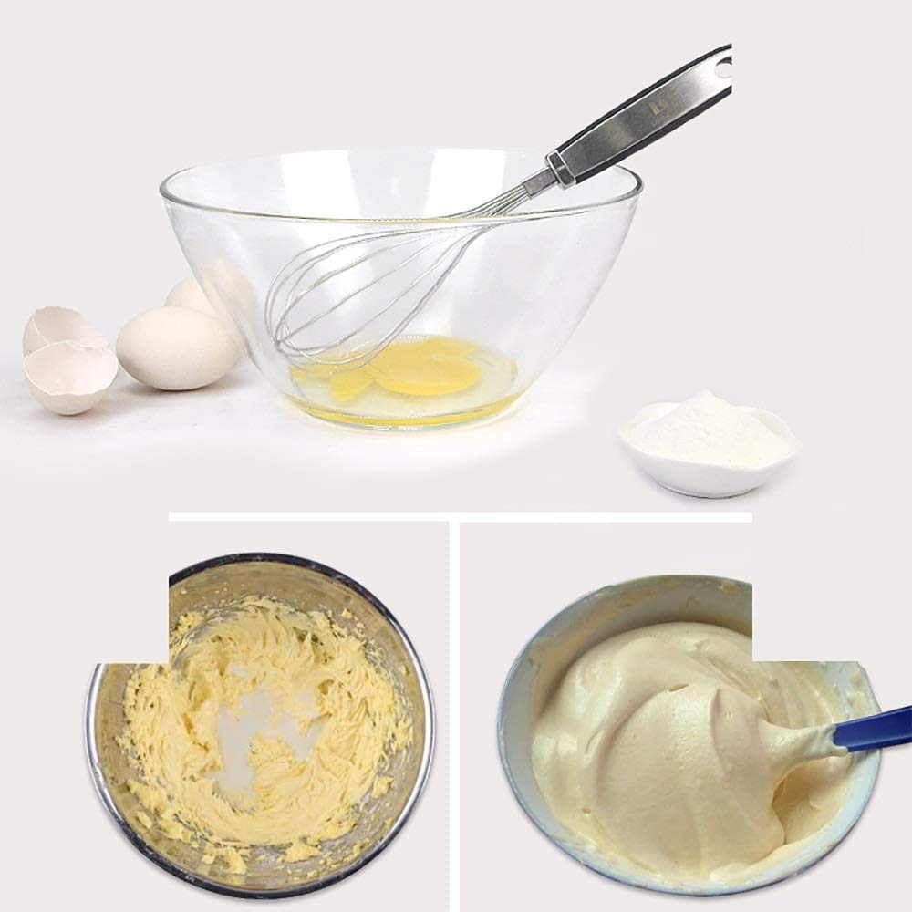 Batidora de Mano, batidora de Huevos para el hogar Batidora de Huevos Manual Batidora de Huevos Bold Large Silicona Mango Batidor de Huevos de Acero Inoxidable