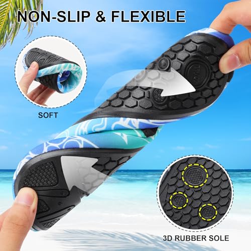 Mens Womens Water Shoes Quick Dry Barefoot Shoes Non-Slip Aqua Socks for Beach Swim Wave4