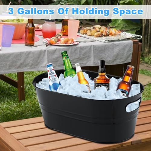 4Pcs 13L Black Galvanized Bucket Ice Bucket Large Metal Drink Buckets for Parties Beer Beverage Tub with Scoops for Champagne Cocktails Wine Cooling for Mimosa Bar Supplies - Image 5
