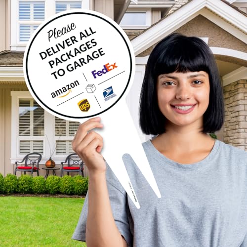 Image of Package Delivery Sign, Delivery Instructions Deliver All Package Garage Porch Sign, 9x17 Inches Round Shape, Aluminum Composite Made in USA by Sigo Signs