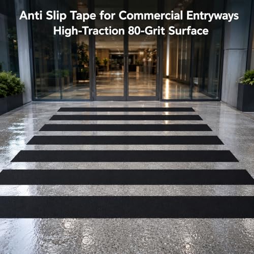 Image of 16 Inch x 20FT Anti Slip Traction Tape, Wide Non Slip Grip Tape with 80 Grit Abrasive Surface for Stairs, Ramps, Walkways, Garage Floors, Indoor Outdoor, Black