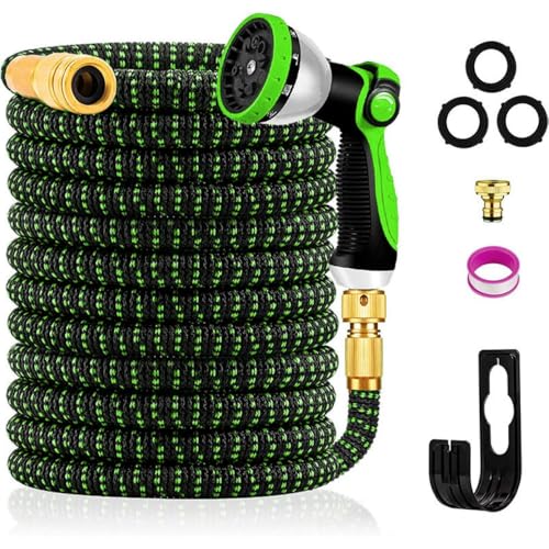 WESEN Manguera Jardin Extensible 7.5m/15m/30m/37.5m/45m, Manguera Extensible Con 10 Funciones Pistola, Boquilla Manguera Retractil Con 3/4' 1/2' Conector, Garden Hose Riego Conectores Accesorios