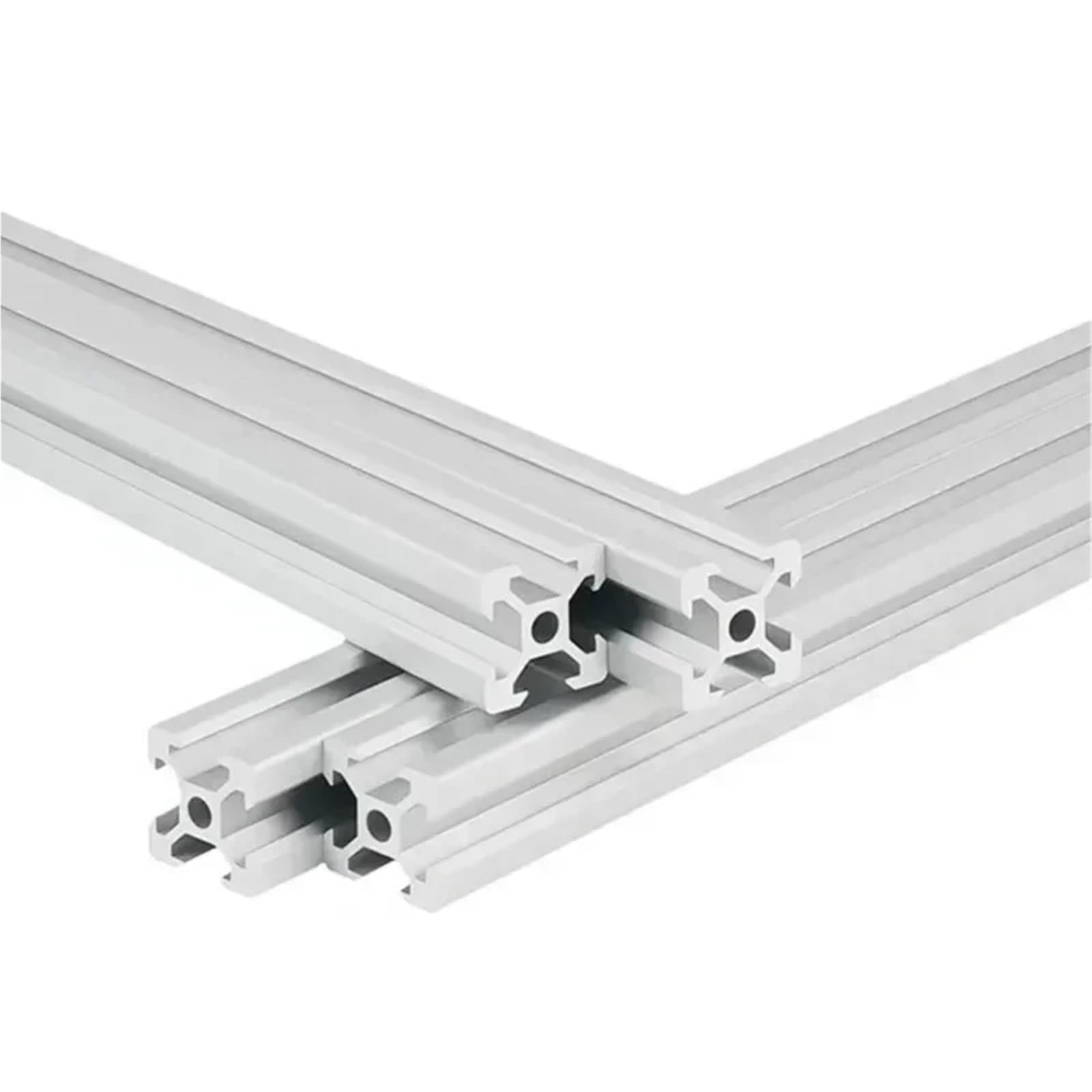 Longitud 50-550mm 20x20mm Estructura Abierta Perfil De Aluminio Con Ranura 2020 V Extrusión Negro/plateado for Piezas Impresora 3D CNC DIY(Silver,450mm (2pcs))