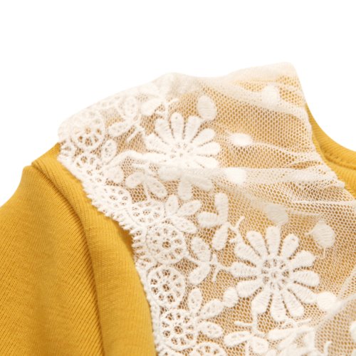 Richie House Little Big Girls' Solid Colored Cardigan with Lace Rh15584