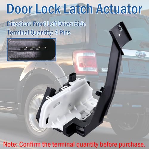 Image of Front Left Driver Side Power Door Lock Actuator, Door Latch Compatible with Ford Escape 2008-2012, Mercury Mariner 2008-2011, Replaces 937-650 9L8Z-7821813-A BL8Z-7821813-A
