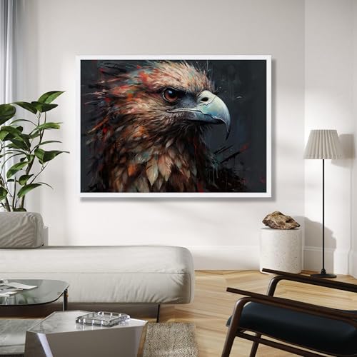 Tableau sur toile aigle au detail des plumes impression decorative de precision nature
