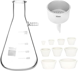 Buchner 1000Ml Funnel Kit Filter Flask Set, 1L Vacuum 80Mm Funnel, Borosilicate Glass Heavy Wall Filtering