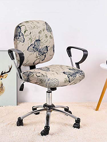 Image of Cortina Corporate Office Chair Covers | Removable Chair Protector | Executive Rotating Chair Seat Case | Stretchable Elastic Polyester Spandex Fabric | Abstract Print - Beige | Chair Cover Set of 1