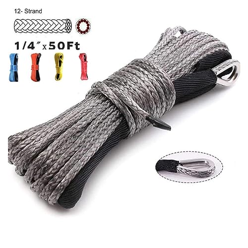 Corde de treuil 6mm 15M avec câble synthétique de remorquage 5500LBs