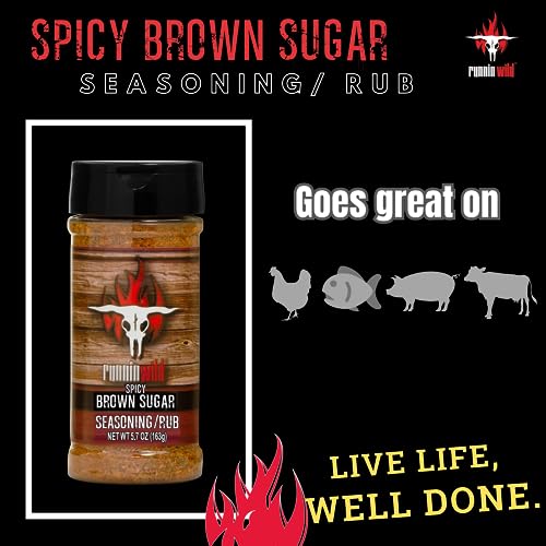 Image of Runnin' Wild Spicy Brown Sugar Seasoning - Sweet Heat BBQ Rub for Ribs, Pork, Chicken, Fish & Veggies | Brown Sugar Blend with Bold Spices & Natural Smoke Flavor | All-Purpose Grill & Cooking Seasoning, 5.7 ounces