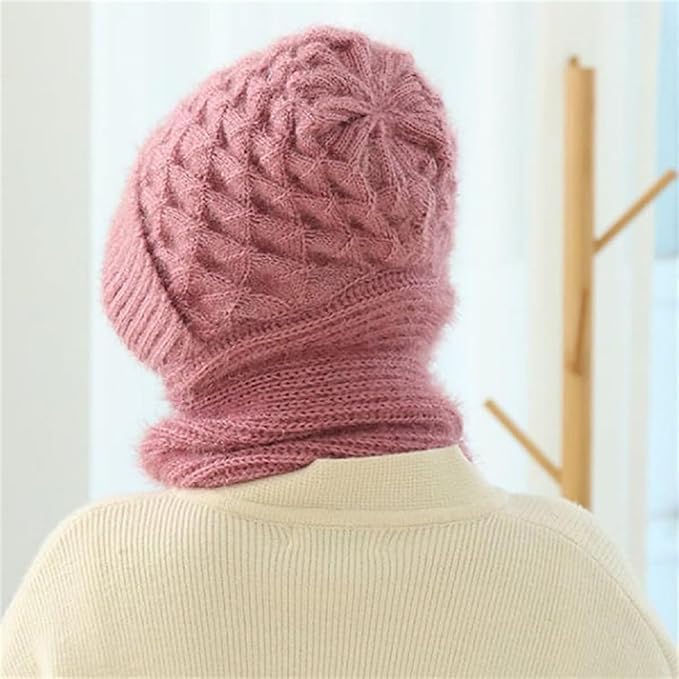 Pamidhar Women’s 2-in-1 Woolen Winter Cap with Integrated Scarf, Knitted Hat with Ear Protection & Fleece Lining (Multicolor) 4