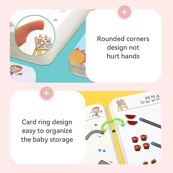 Image of 64 Pages Pen Control Training Exercise Book. Magical Writing Practice Workbook for Kids. Reusable Tracing Practice Book. Educational Learning Kit for Toddlers with Cards & Markers. For Kids. Age 2+.