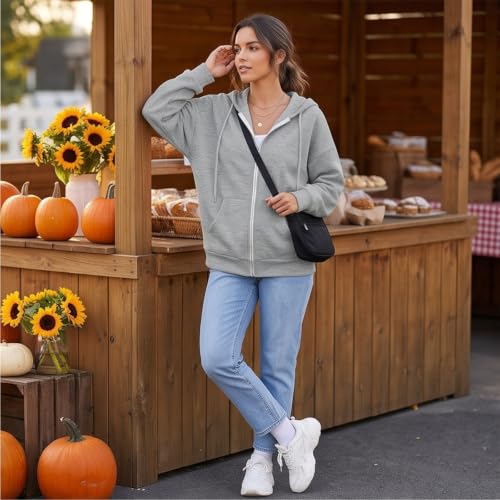 Elneeya Women's Zip Up Hoodie Y2K Office Travel Oversized Sweatshirts - image 3