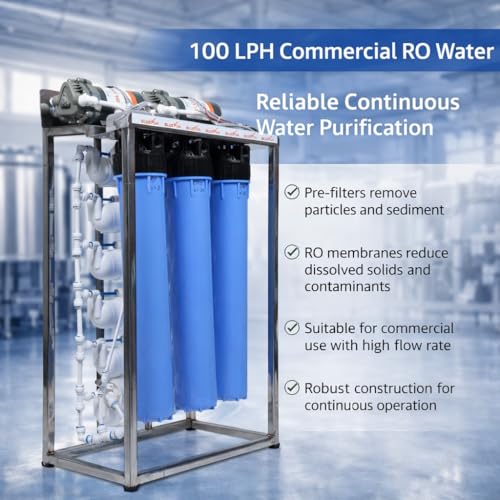 Image of Bluevua 100 LPH Commercial RO Water Purifier with Double Pump Purification Stainless Steel, With TDS Adjuster, Blue