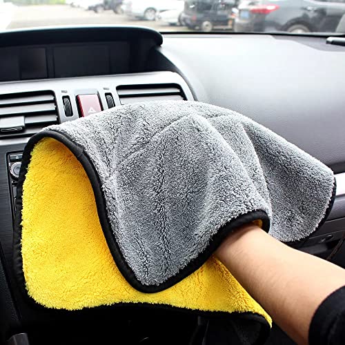 Image of Auto Hub 800 GSM, Microfiber Double Layered Cloth 40x40 cm 3 Piece Cloth Set, Extra Thick Microfiber Cleaning Cloths Perfect for Bike, Auto, Cars Both Interior and Exterior (Assorted) Mix Color