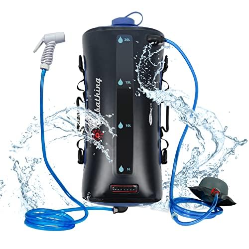 Doccia Portatile Da Campeggio 20L - Sacca Doccia Solare Con Soffione | Per Escursionismo E Outdoor | Nero - Foto 4