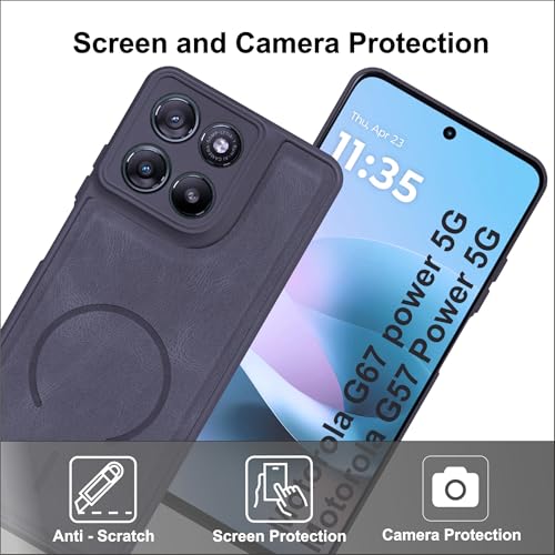 Image of SBMS Back Cover for Motorola G67 power /G57 Power | Ultra Slim Soft Rubberised Hard Case | Oil Feel Soft Leather Back | Mag-Safe Design (Mag-Safe Not Support) | Camera Protection Moto G67 Power (Grey)