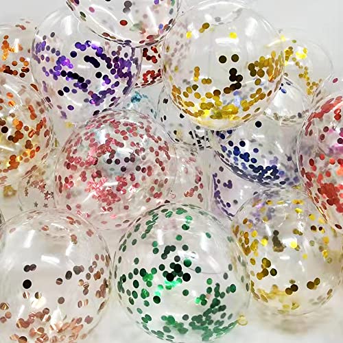 Large Balloons 36 inch Silver Latex Confetti Round Balloons,6PCS Giant Latex Balloons for Birthday Wedding Party Baby Shower Carnival Father's Day Festival Decorations by GXONE - Image 2
