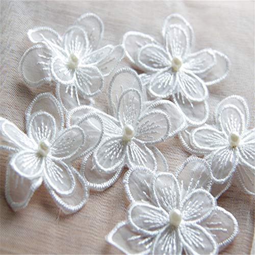Esh7 190717L58 10Pcs Butterfly White Lace Flower Applique Trim thumb #1