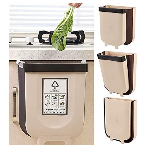 Delgeo Contenedor de Basura Plegable y Fijo para Cocina, Creativo y de Moda, 9L, basurero para automóvil/baño/Dormitorio (marrón-Negro) …