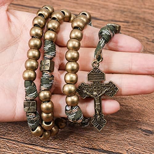 Nazareth Store St Michael Paracord Rosary Beads Rugged Rosary Necklace Strong Corded Catholic Pardon Crucifix - Image 3