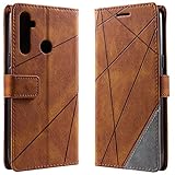 Vankii Kompatibel mit Oppo Realme 5/5S/5i/C3 Hülle, Flip Wallet Handyhülle PU Leder Brieftasche Tasche Hülle Stoßfeste Schutzhülle [Kartenschlitzen] [Magnetverschluss] [Standfunktion] (Braun)