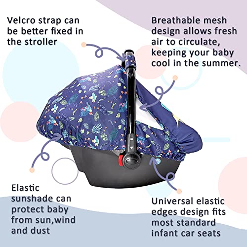 Image of Car Seat Covers for Babies Boys, Little Brother Infant Carseat Canopy, Stretchy Newborn Stroller Carrier Cover, Dinosaur