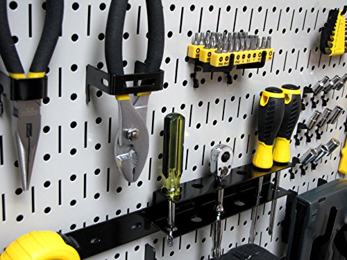 Wall Control Modular Pegboard Tool Organizer System - Wall-Mounted Metal Peg Board Tool Storage Unit For Pegboard Tiling (Gray Pegboard) #TOP3