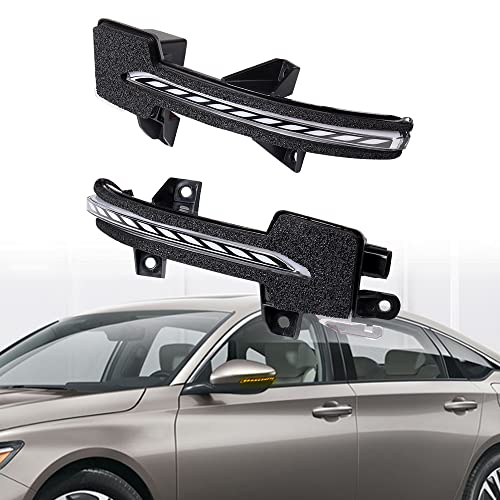 AMOPACORP 1 Pair Indicator Reflector Daytime Running Lamp Sequential Blinker Door Rearview Side Mirror Turn Signal Light Clear Lens Amber White COB Compatible withHonda Accord Civic Inspire 2018-2022