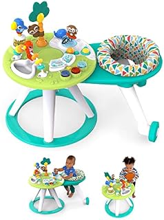Bright Starts, Around We Go 2-in-1 Walk-Around Activity Centre and Play Table - Tropic Cool, Walker with Music, Lights and Interactive Toys, Removable Seat, Ages 6 Months+