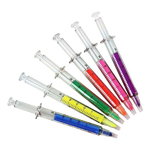 Surligneurs en forme de seringue, 6 couleurs, surligneurs esthétiques, sans bavure, fournitures scolaires, surligneurs à aiguille fluorescente, stylo...