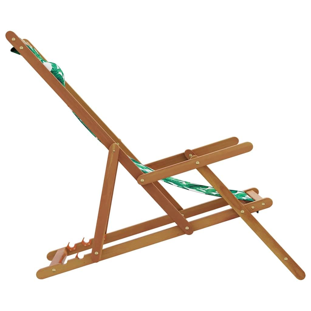 Silla de playa plegable de madera con marco de eucalipto macizo y tela transpirable, ajustable en 3 posiciones, cojín y reposabrazos, resistente hasta 110 kg.