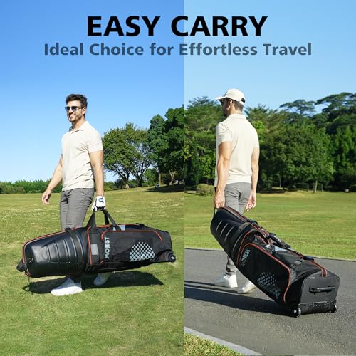 Image of Golf Travel Bags for Airlines with Wheels, Hard Case Top and 1680D Heavy Duty Oxford Protect Golf Clubs, Lightweight and Easy to Maneuver