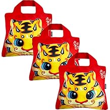Envirosax Cute Tiger Reusable Grocery Bags, Pack of 3 Quality Polyester Shopping Tote Bag Foldable