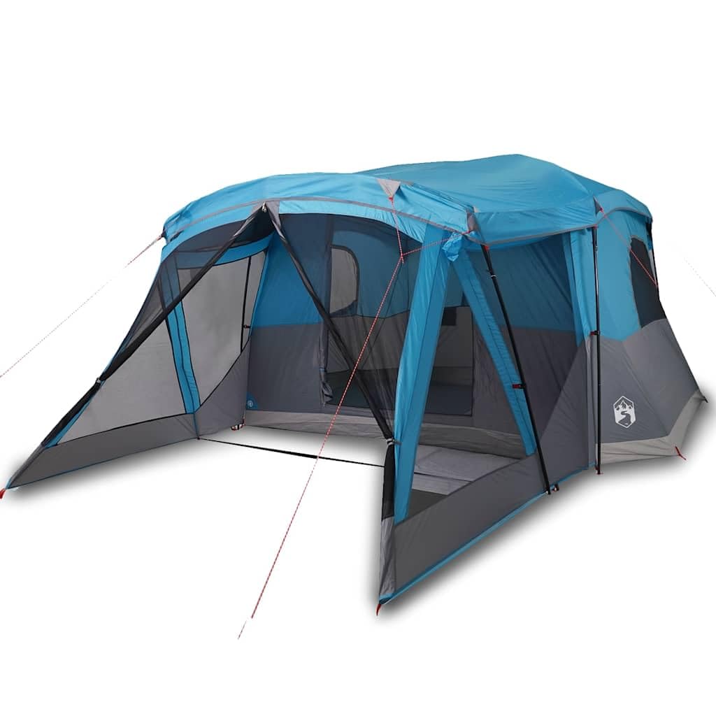 Tenda da campeggio con tenda, 4 persone, blu, impermeabile, in poliestere
