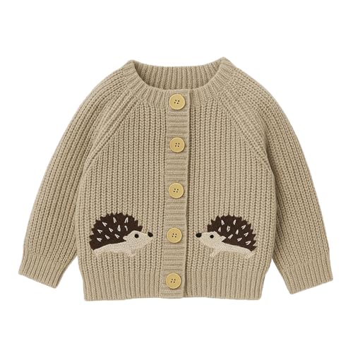 Yoolhamy Baby Cardigan Knitted Toddler Sweater Clothing Warm Long Sleeve Jumpers Fall Winter Knitwear for Girls Boys Top (UK, Age, 12 Months, 18 Months, Khaki)