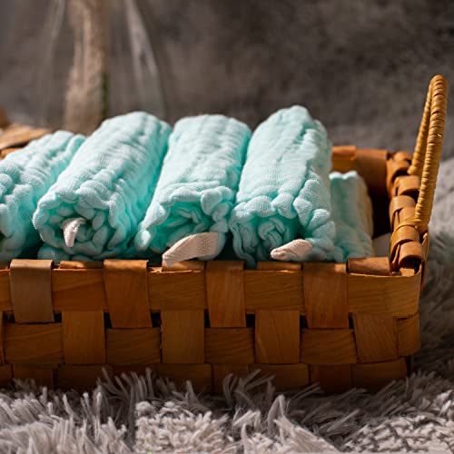 Baby Muslin Washcloths - Natural Muslin Cotton Baby Wipes - Soft Newborn Baby Face Towel For Sensitive Skin- Baby Registry As Shower, 10 Pack 12X12 Inches By Mukin (Green) #TOP1