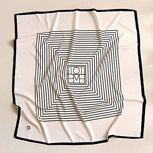100% Pure Silk Feeling Women Scarf Sunscreen Shawls Wraps-Lightweight Striped Neckerchief– Breathable Digital Printed Scarves White(With holes)2