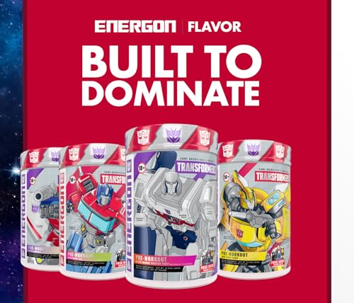 Image of Core Nutritionals Transformers Energon Pre Workout | 300mg Paraxanthine | No Crash Energy & Focus | Free Prize Inside - Optimus Prime | 20 Servings (Mixed Berry Kiwi)