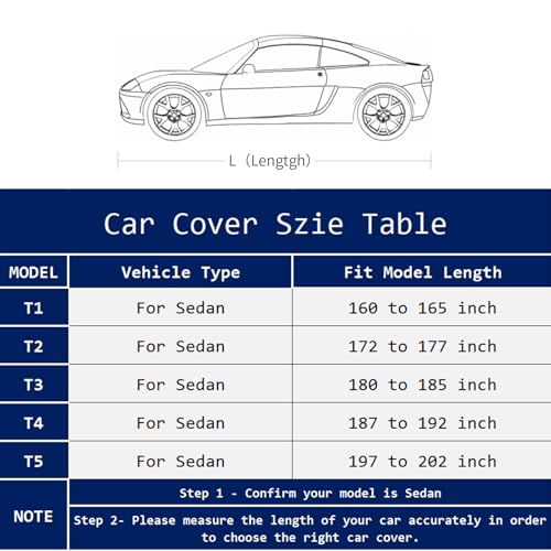 Image of Car Cover Waterproof All Weather,Car Covers for Automobiles with Driver Door Zipper,Outdoor Car Cover Rain,Snow and UV Protection with Waterproof Adhesive Strip, Fit Sedan-Length 187 inch to192