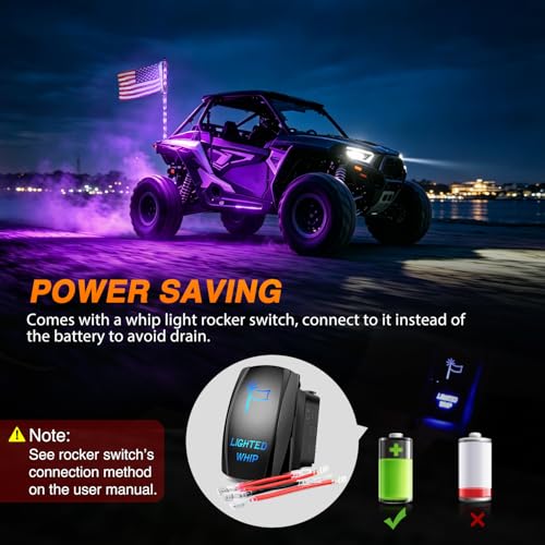Image of Nilight LED Whip Light 1PC 4FT Spiral RGB Antenna Whips with Spring Base, App /Remote Control DIY Chasing Patterns Brake & Reverse Lights for Side by Side ATV UTV RZR Can-Am Buggy Jeep
