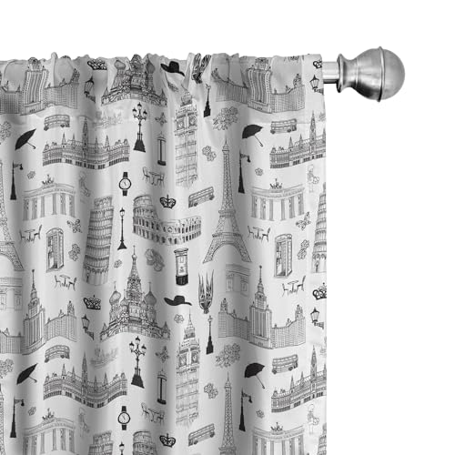 Ambesonne Europe Travel Window Curtains 2-Panel Set 28