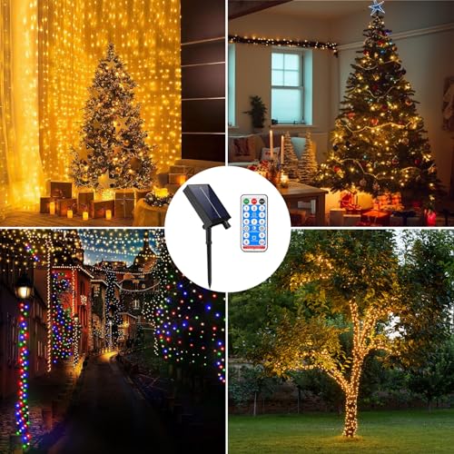 MOLVCE Solar Lichterkette Aussen, 10m 100LED Lichterkette Solar mit Fernbedienung, 8 Modi, Timer, USB-Kabel… – Ansicht 5