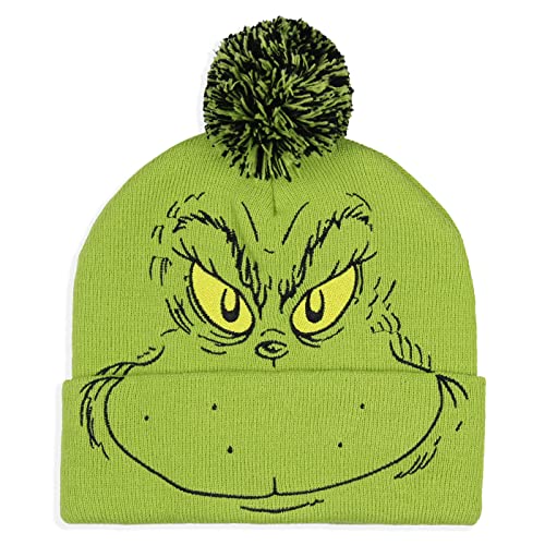 Dr. Seuss The Grinch Who Stole Christmas Embroidered Pom Beanie and Glove Set Green4